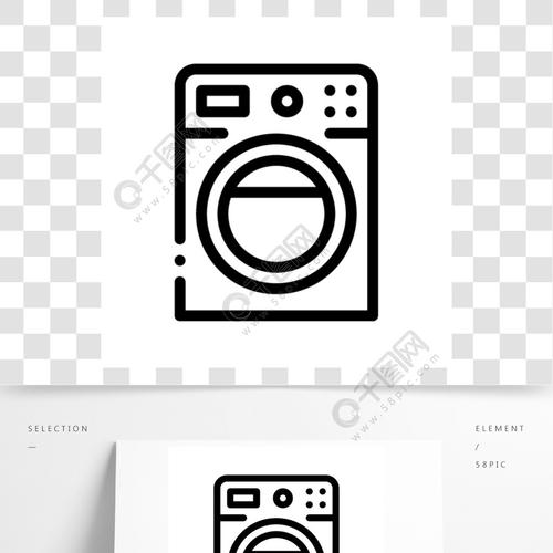 洗房子机矢量符号细线图标洗衣店洗衣机,酒店服务设备性能线性象形图